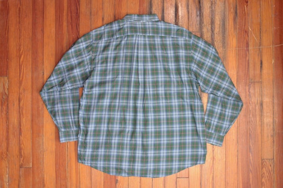 Plaid L.L. Bean Oxford Shirt - Blue Green Red Tar… - image 3