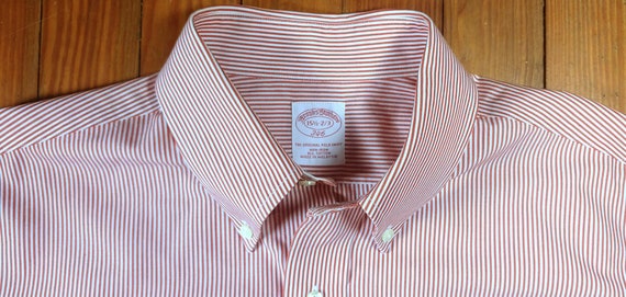 Brooks Brothers Oxford Shirt-Red White Stripes-Dr… - image 3