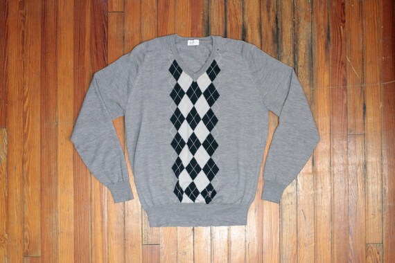 Buy Vintage Pringle Argyle Sweater Grey Charcoal White Pullover Online in  India - Etsy