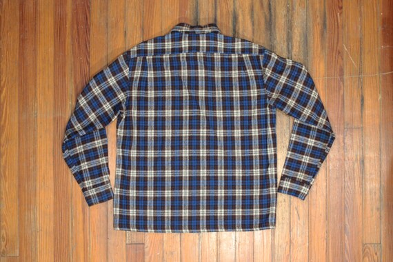 Vintage Lined Flannel Shirt - Blue Brown Black Pl… - image 4