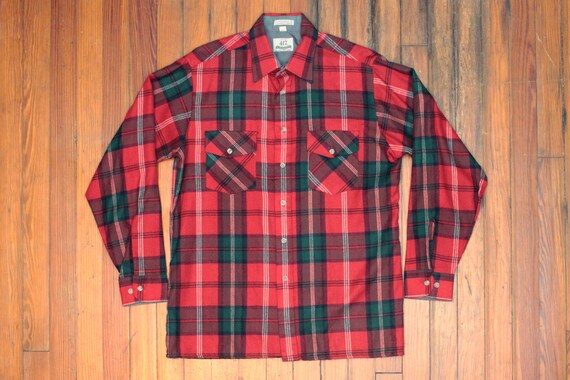 Vintage 1980's Flannel Shirt - Red Green Yellow P… - image 1
