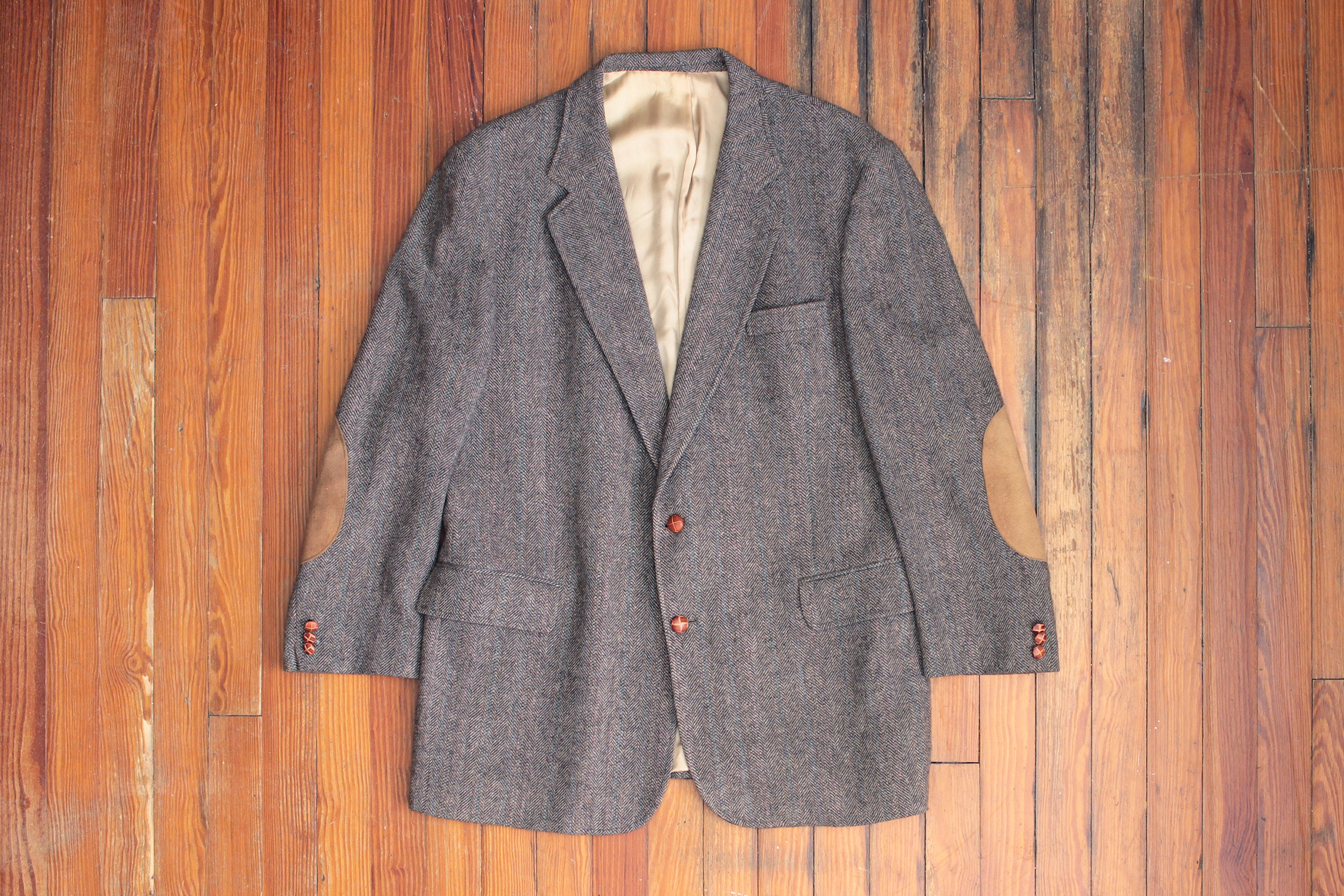 Brown donegal tweed essential Jacket with elbow patches with