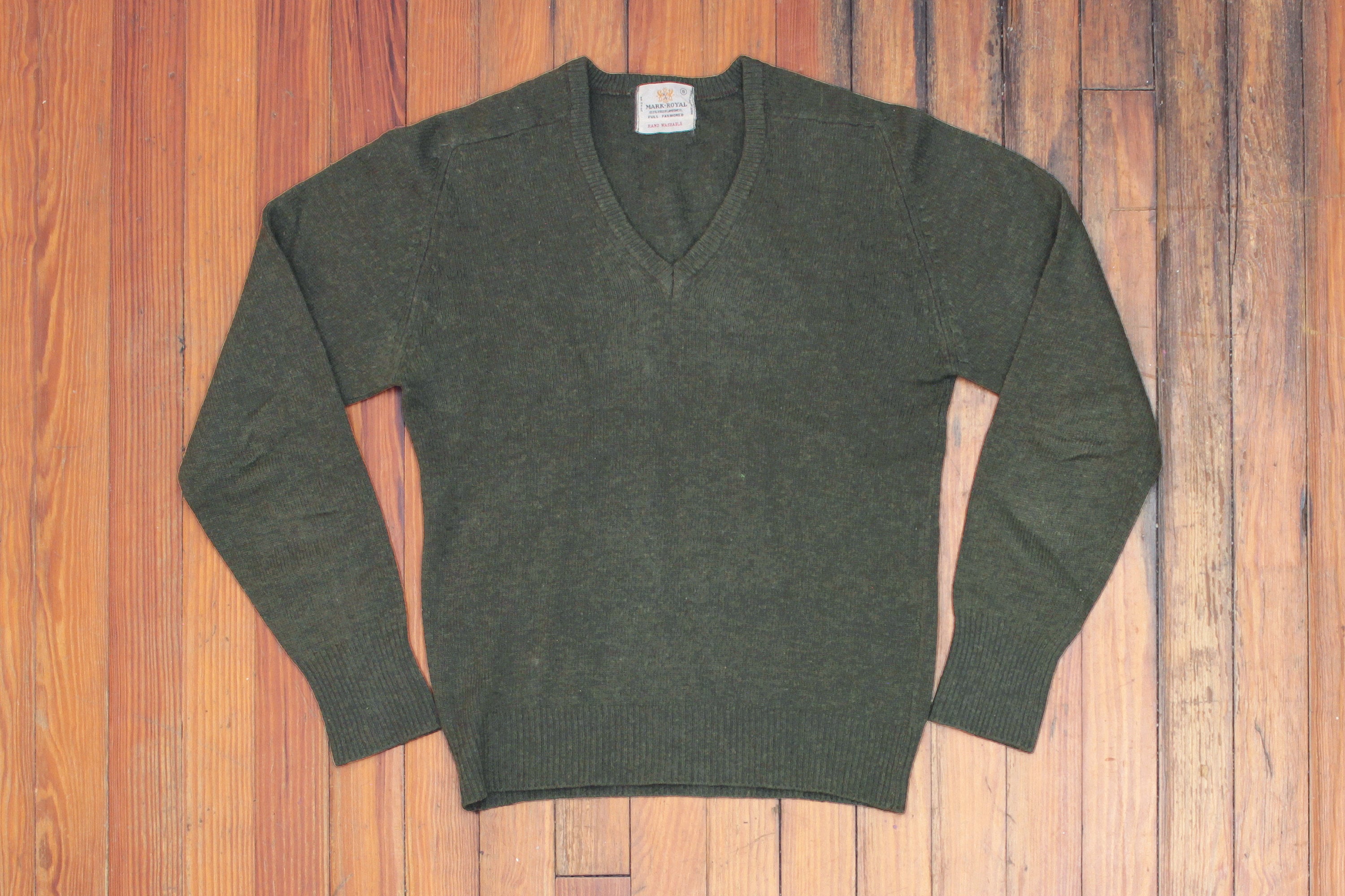 Vintage 1960's Heather Green V Neck Sweater Wool - Etsy
