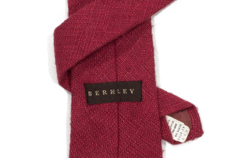 Laurent- YSL Saint Pale Red Pink Neck Tie Cravat Vintage Burgundy Red Linen Knit Necktie Yves St 56.5 Inches Preppy Prep Trad Menswear