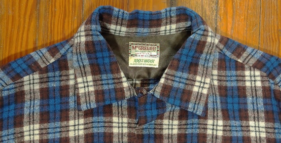 Vintage Lined Flannel Shirt - Blue Brown Black Pl… - image 2