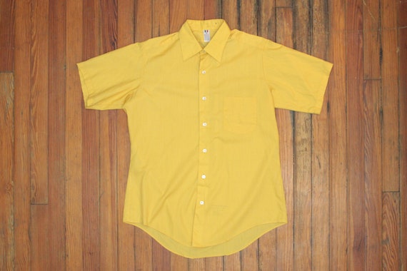 Yellow button up shirt short best sale sleeve