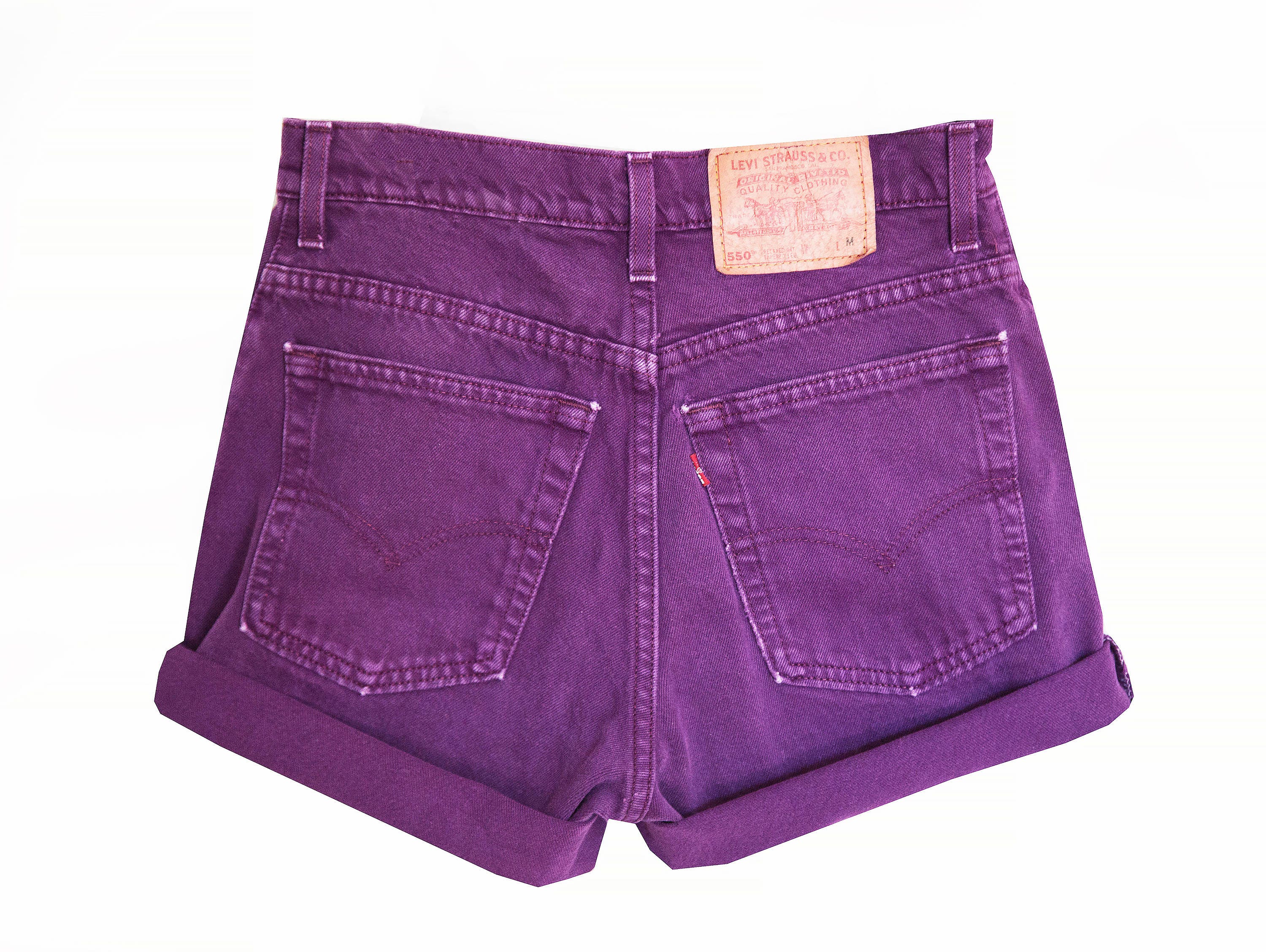 purple levi shorts