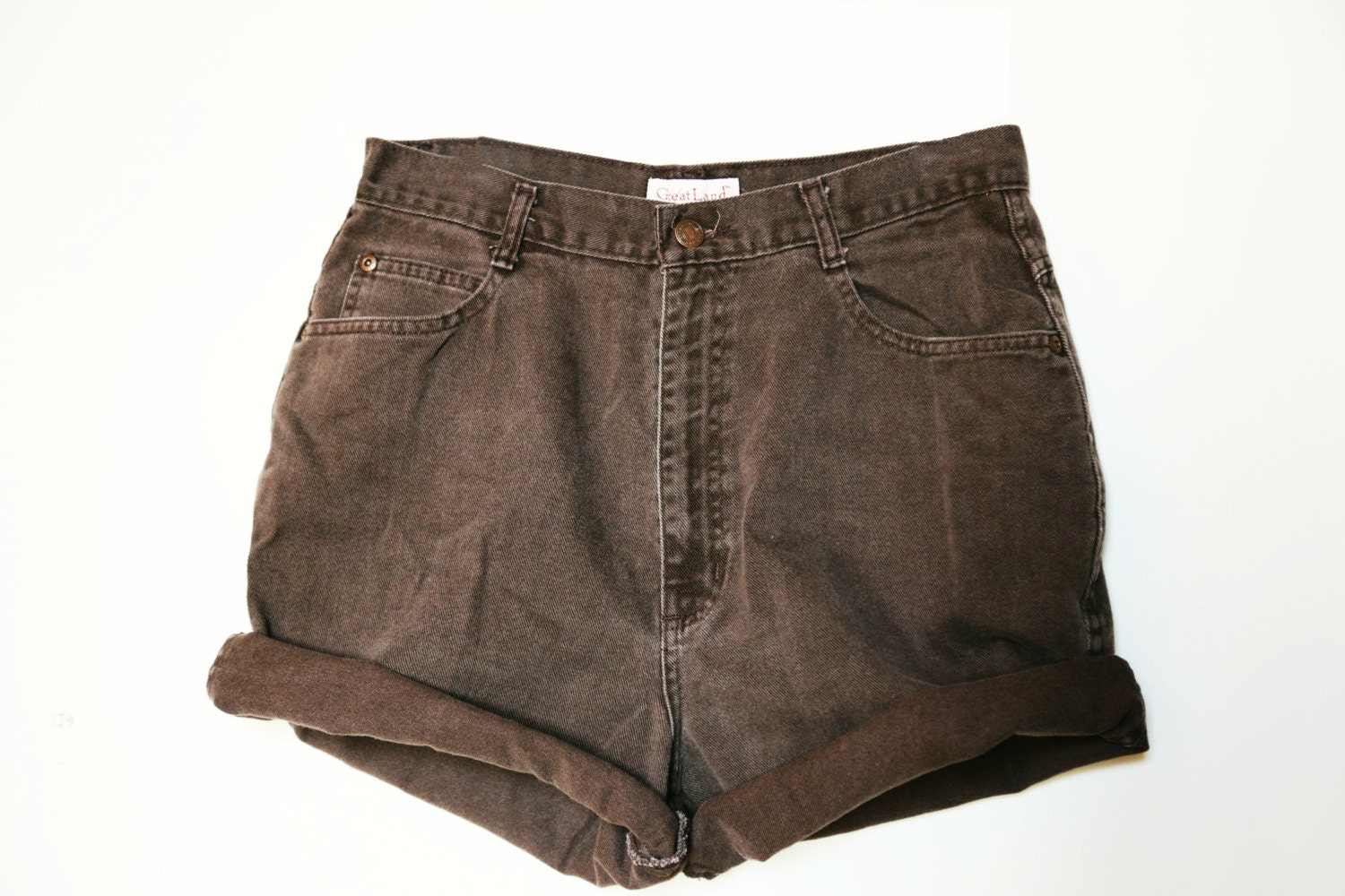 Brown High Waisted Shorts | Etsy Australia