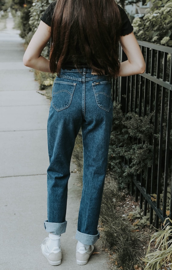 Gloria Vintage High Waisted Dark Jeans Etsy Canada