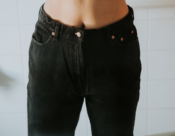 SALE - Black High Waisted Denim Pants - image 5