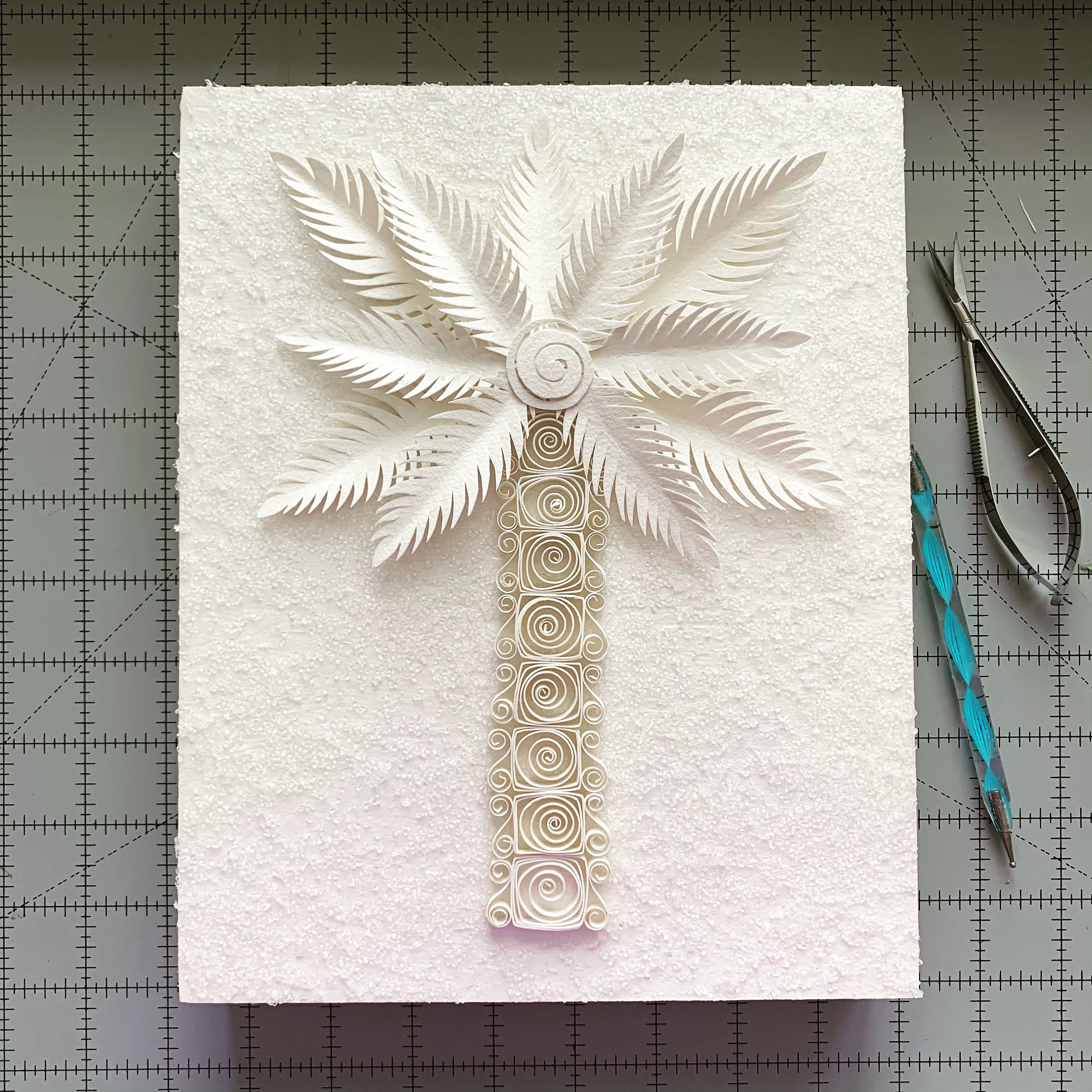 Palm Tree Art Quilling Paper Art Coastal Decor Beach Etsy