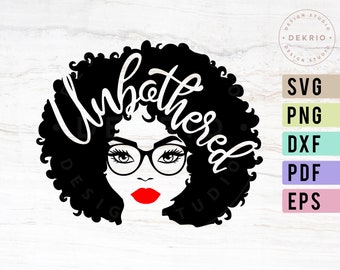 Ragazza nera imperturbabile Svg, file di taglio Svg donna afro, file PDF Dxf Png Eps