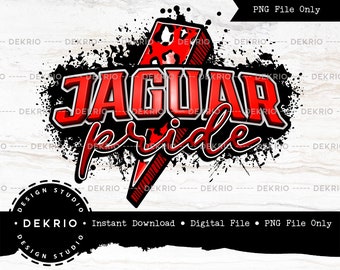 Jaguar Pride PNG, Red Black Jaguars, Game Day Spirit PNG, Sublimation Design, High Resolution (300dpi), Instant Download, PNG Digital File