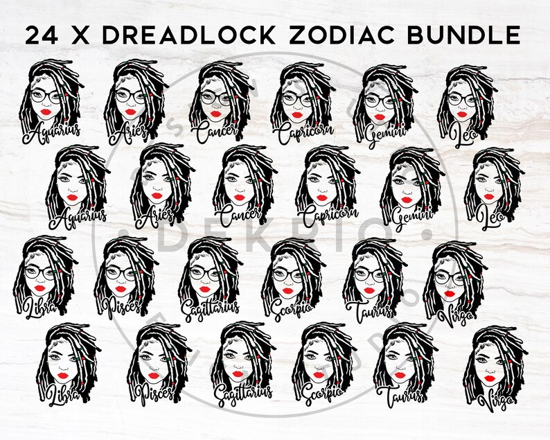 Dreadlocks Zodiac Svg Bundle Locs Svg Queen with Dreads Svg | Etsy