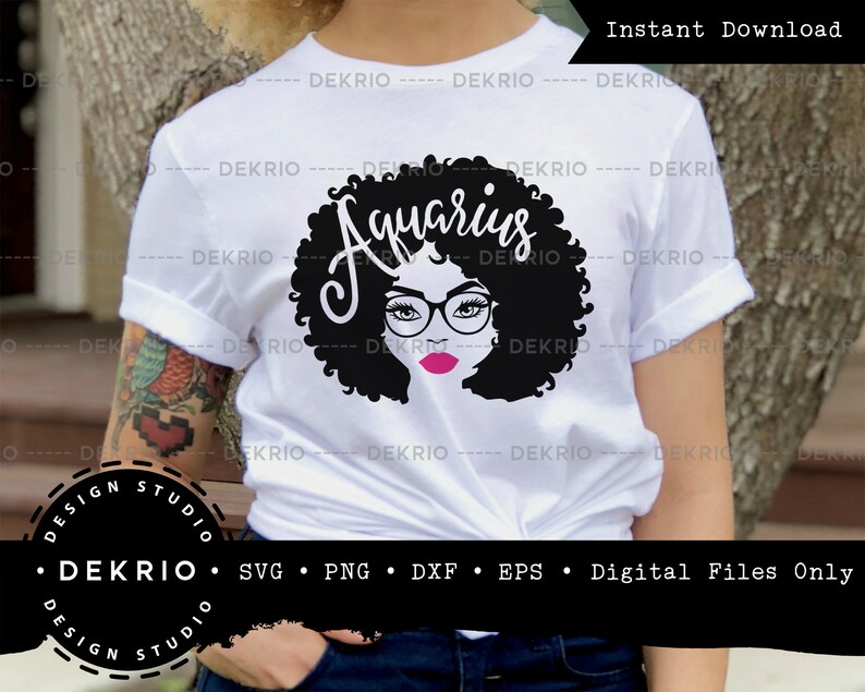 Download Aquarius Afro Woman Svg January & February Birthdays SVG ...