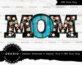 Western Mom PNG, Aztec Marquee Sublimation Design, High Resolution (300 ppi), Transparent Background, PNG File Only