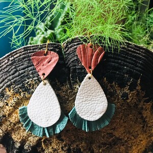 Bohemian style leather Earrings| Western style earrings| embossed leather earrings|