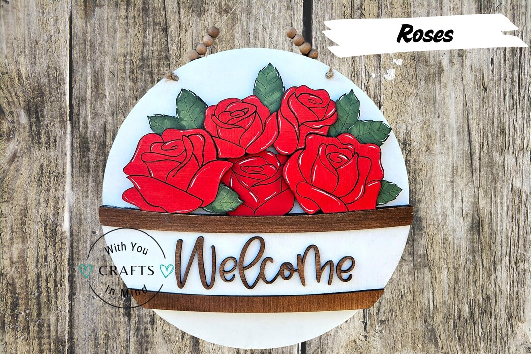Welcome Spring Insert Floral Welcome Door Sign * All Seasons Intertchangeable Spring Insert ...