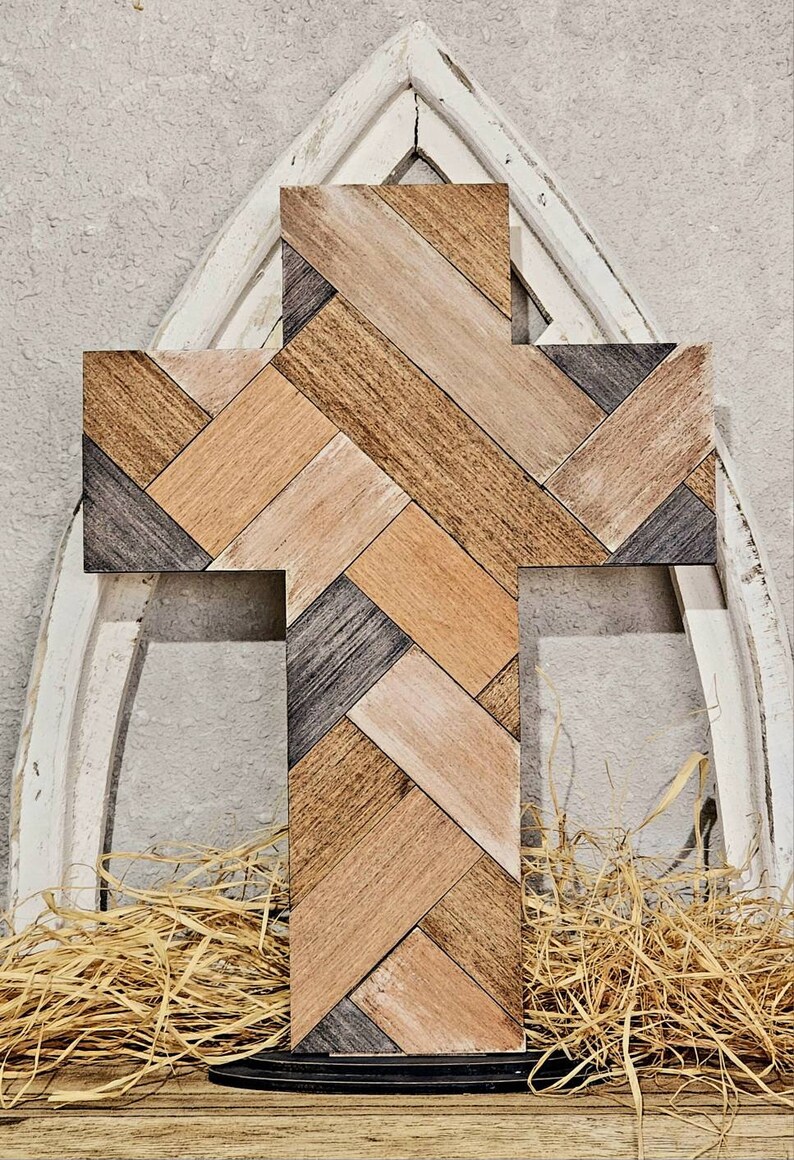 Wooden Cross Easter Decor Rustic Cross Shelf Setter Etsy