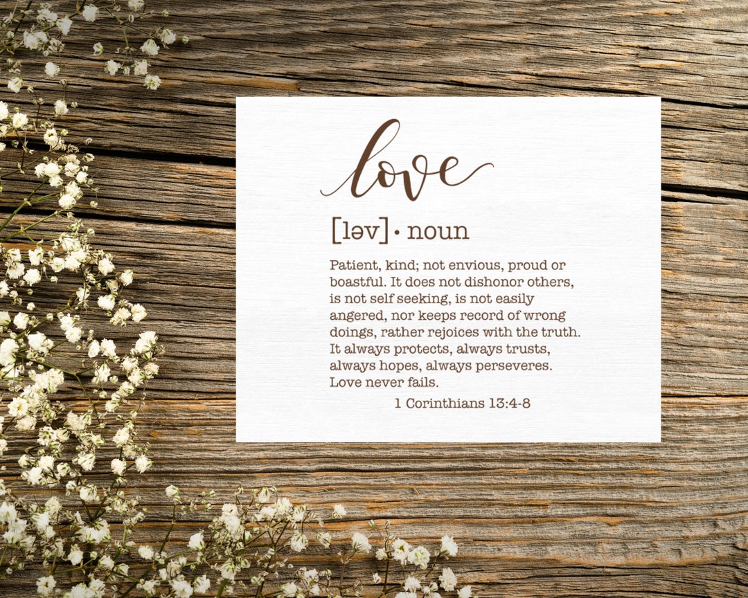 Love Wooden Sign 1 Cor 13 Wall Decor Love Definition Wall Art Engraved
