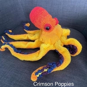 Stuffed Octopus, Renfest Shoulder Pal, Crochet Ocean Decor, Pirate Gift for Him, Octopus Lovers Gift, Marine Collectible, Octopus Plushie