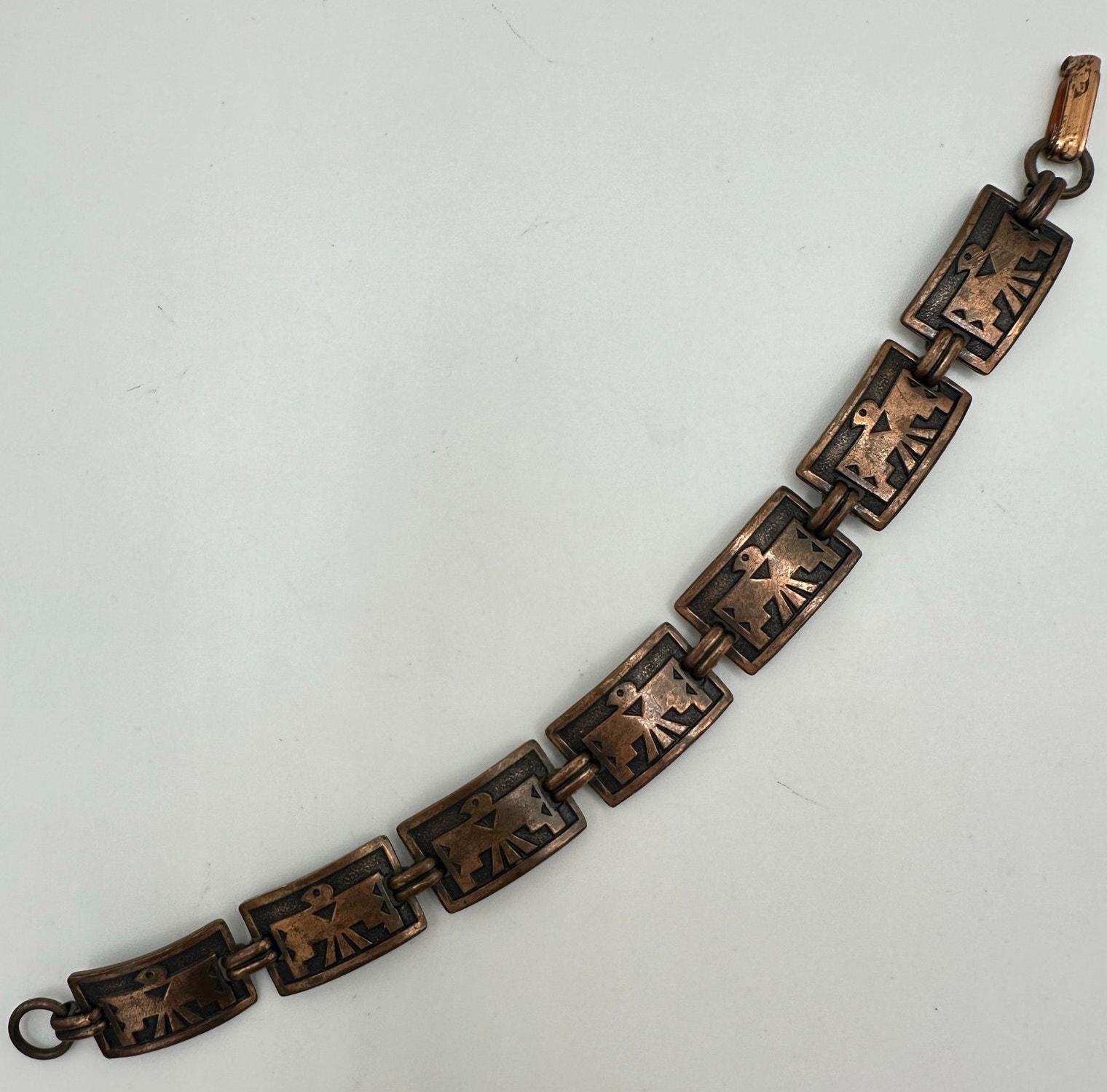 Vintage 1940 Southwestern Solid Copper Flex Link Peyote