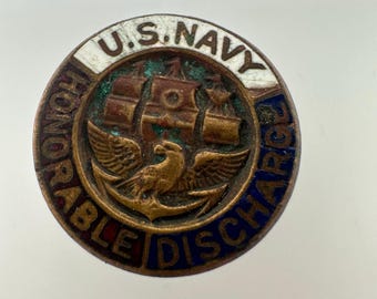 アメリカ海軍のヴィンテージ名誉除隊真鍮エナメルラペルボタン - Etsy 日本