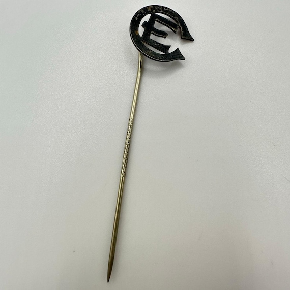 Antique Victorian silver tone E initial letter 18… - image 1