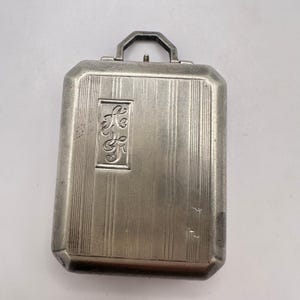 Antique Art Deco solid sterling silver coin purse chatelaine box case pendant