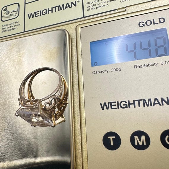 Solid 14kt yellow gold rectangular cut 6.5CT citr… - image 6