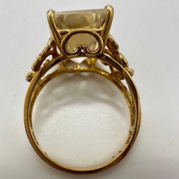Solid 14kt yellow gold rectangular cut 6.5CT citr… - image 4