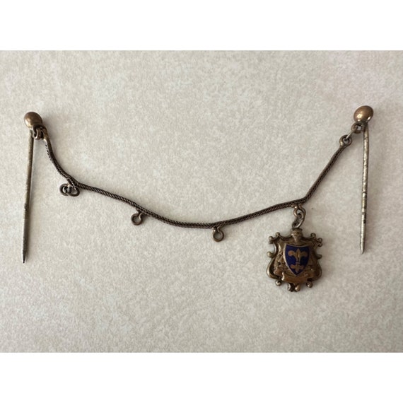 Antique Victorian gold tone bronze charm chain do… - image 2