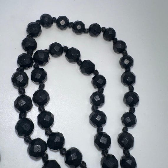 Antique Victorian 1800s Black Faceted Vulcanite Beaded 58