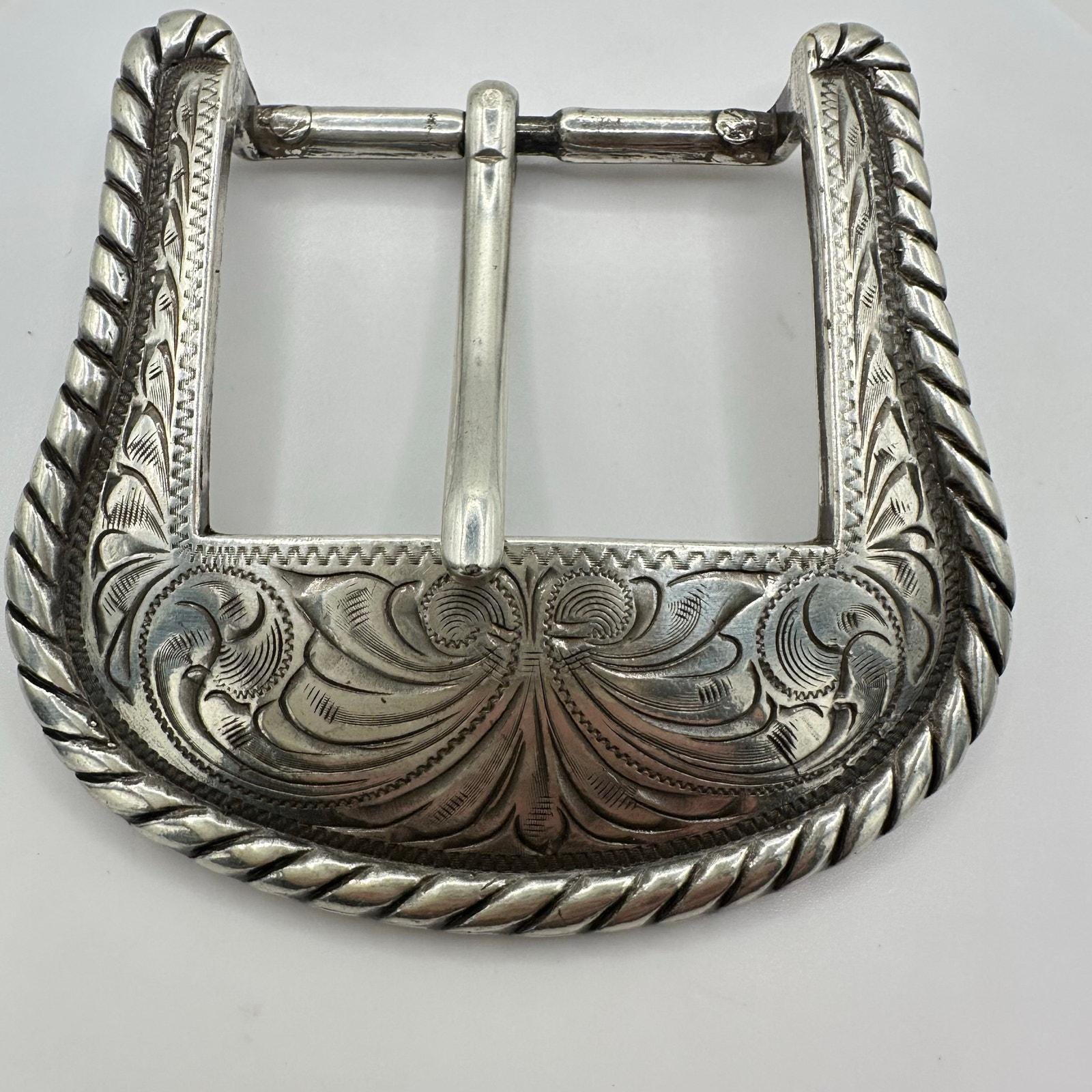 Vintage Silver Tone Etched Twisted Rope Border Southwestern Unisex