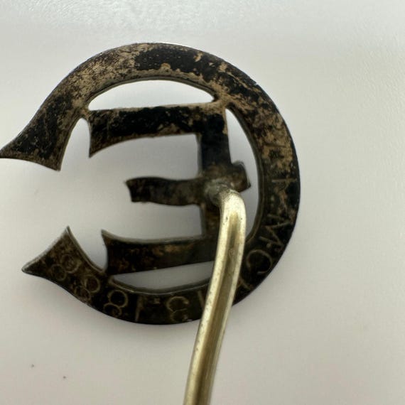 Antique Victorian silver tone E initial letter 18… - image 5