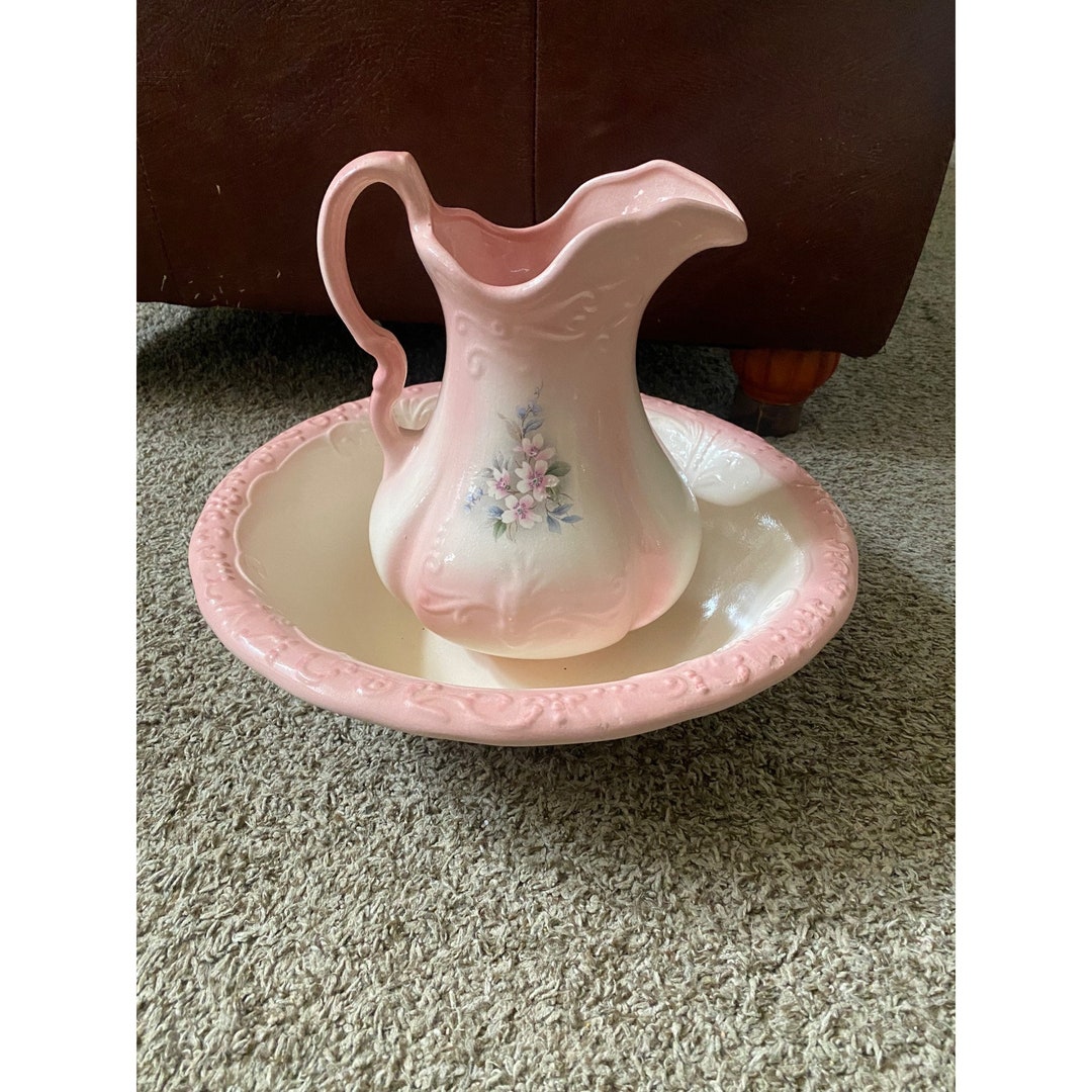 Antique Victorian Stamped Ironstone USA American Made Wash Basin and