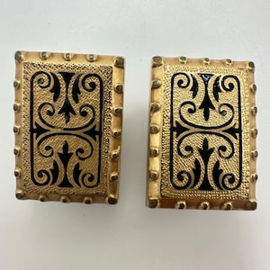 Antique Victorian gold filled black taille d’epargne enamel cufflinks cuff links