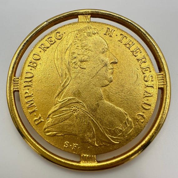 Ben-Amun vintage Maria Theresa Thaler gold plated coin replica statement brooch