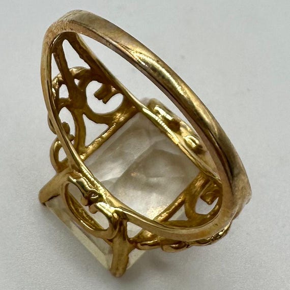 Solid 14kt yellow gold rectangular cut 6.5CT citr… - image 5