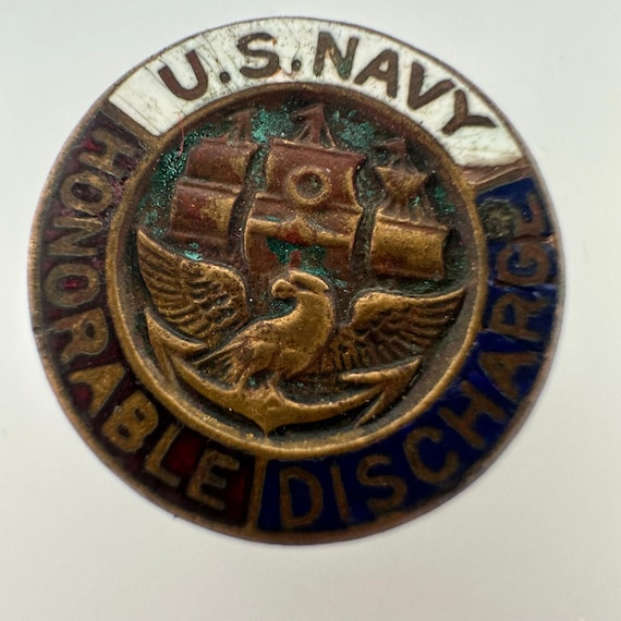 アメリカ海軍のヴィンテージ名誉除隊真鍮エナメルラペルボタン - Etsy 日本