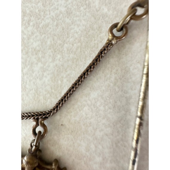 Antique Victorian gold tone bronze charm chain do… - image 5