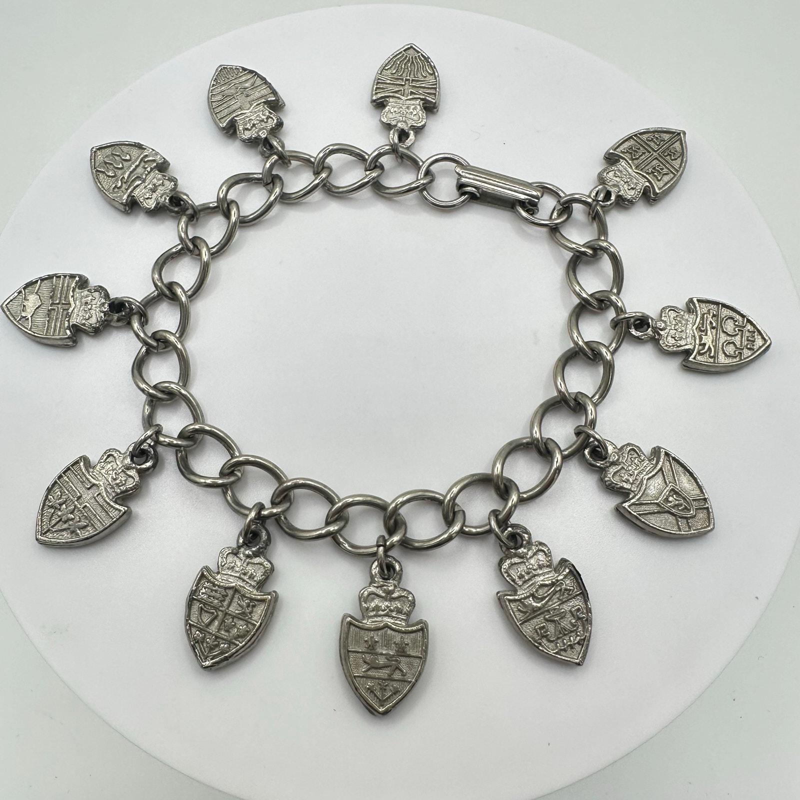 Bracelet Maille Fantaisie Avec Breloque - Style Vintage Années 1950 - 20 Cm