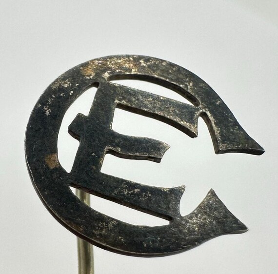 Antique Victorian silver tone E initial letter 18… - image 3