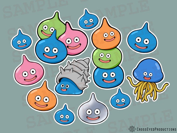 Dragon Quest Slime Party Glossy Vinyl Kiss-Cut Stickers | Etsy