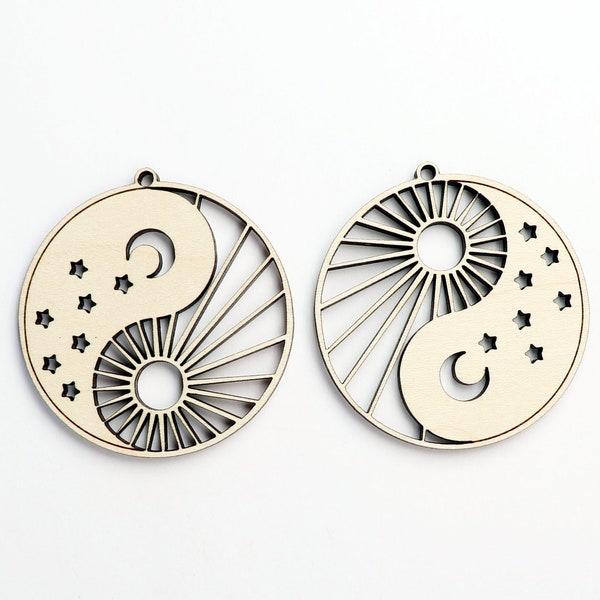 Sun and moon earrings, Round wood blanks,  wood earring blanks,  sold per set