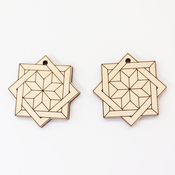 Barn quilt wood earring blanks,  wood earring blanks, sold per set