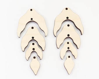 4 piece leaf earring blanks, wood earrings, earring blanks