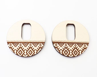 Round Aztec pattern earring blanks, laser cut blanks