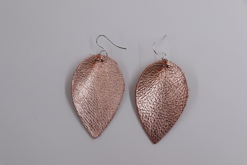 Pink leather earrings