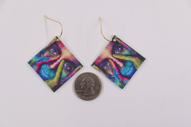 woman/'s face earrings Face earrings abstract earrings